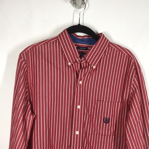 Chaps red stripe button down shirt size small - Picture 2 of 10